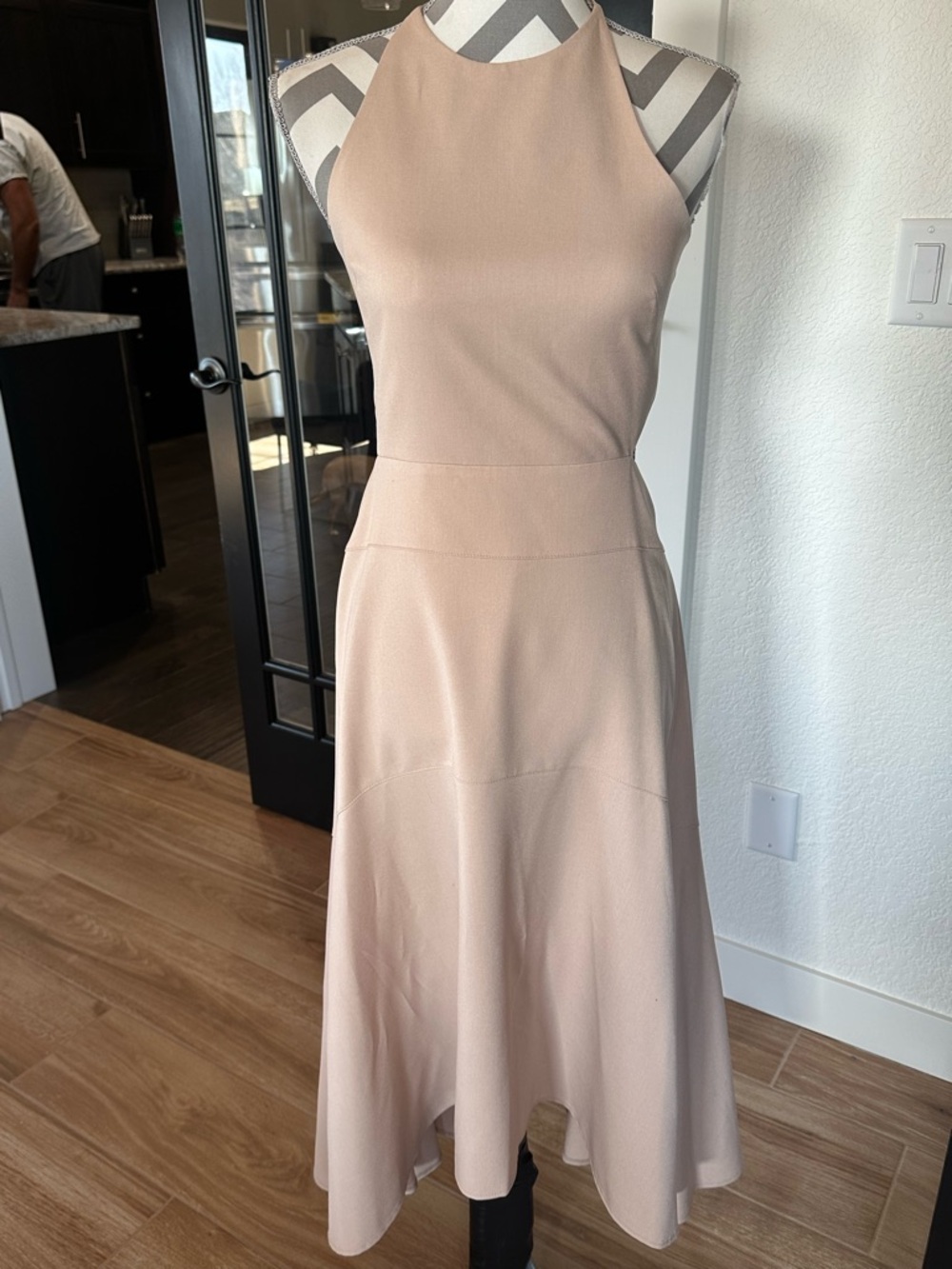 Karen Millen Womens Midi Open Back Full Skirted Tailored Midi Dress Size 8